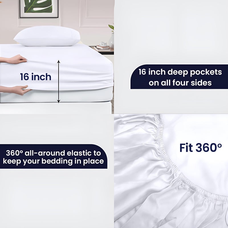 SGI bedding 100% Egyptian Cotton Sheets Twin Size â€“ 600 Thread Count Sheets Set, Soft, Cooling, 16" Deep Pocket, Luxury Hotel Bedding, Breathable, Durable - White - Image 5
